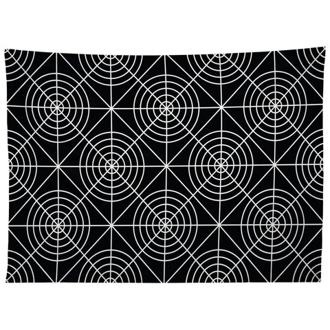 Fimbis Circle Squares Black and White Tapestry