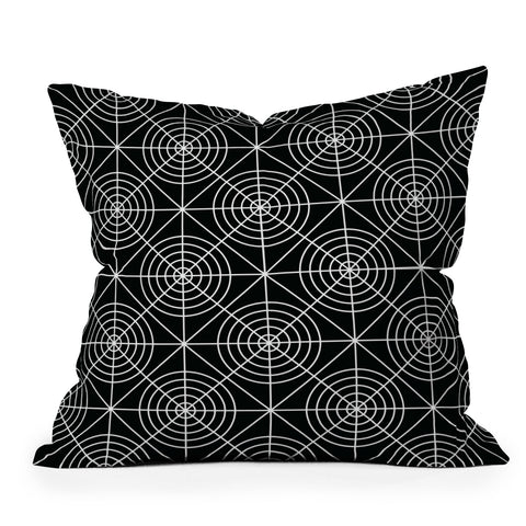 Fimbis Circle Squares Black and White Throw Pillow