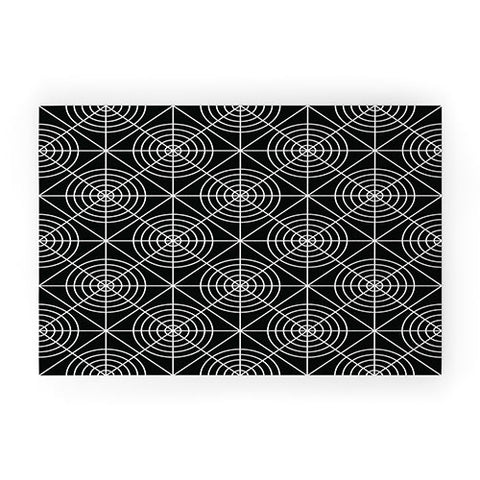 Fimbis Circle Squares Black and White Welcome Mat