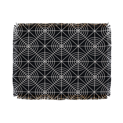 Fimbis Circle Squares Black and White Throw Blanket