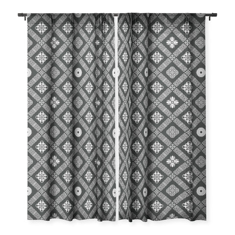 Fimbis Elizabethan Black And White Sheer Window Curtain