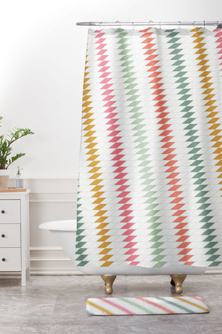 Fimbis Festive Stripes Shower Curtain And Mat