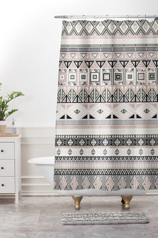 Fimbis Geometric Aztec 1 Shower Curtain And Mat