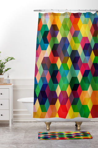 Fimbis Hexagonzo Shower Curtain And Mat