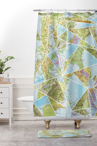 Fimbis Its A Mixed Up World Shower Curtain And Mat