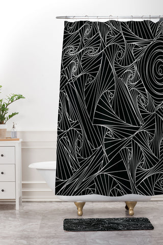 Fimbis Kooky Geometric Shower Curtain And Mat