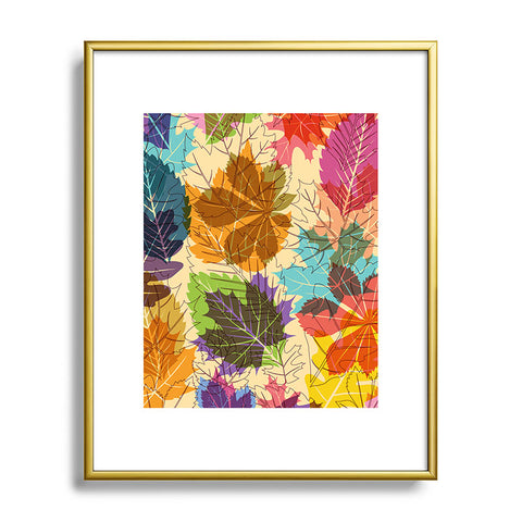 Fimbis Leaves Autumn Metal Framed Art Print