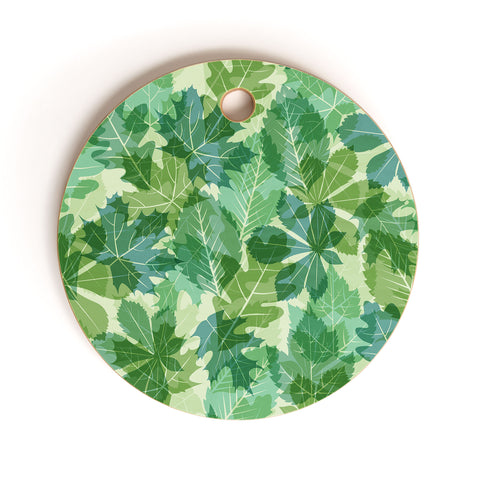 Fimbis Leaves Green Cutting Board Round
