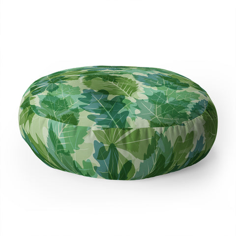 Fimbis Leaves Green Floor Pillow Round