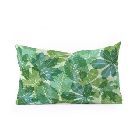 Fimbis Leaves Green Oblong Throw Pillow