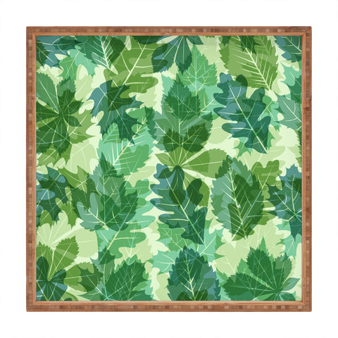 Fimbis Leaves Green Square Tray
