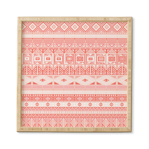 Fimbis Living Coral Aztec Framed Wall Art