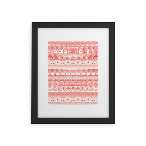 Fimbis Living Coral Aztec Framed Art Print