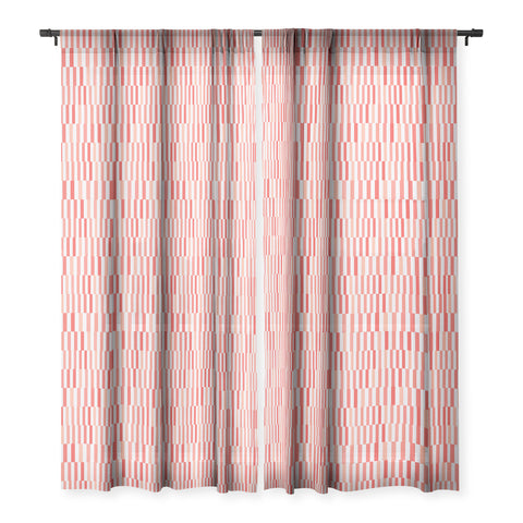Fimbis Living Coral Stripes Sheer Window Curtain