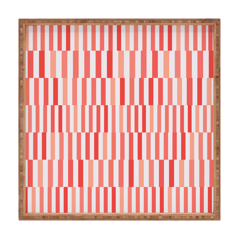 Fimbis Living Coral Stripes Square Tray