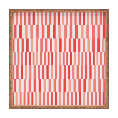 Fimbis Living Coral Stripes Square Tray