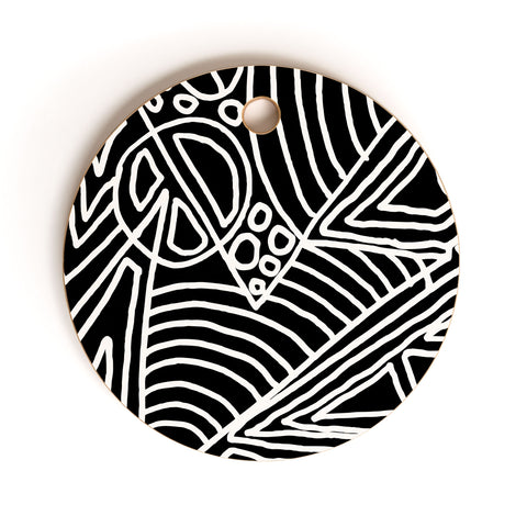 Fimbis Monochrome Chaos Cutting Board Round