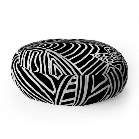 Fimbis Monochrome Chaos Floor Pillow Round