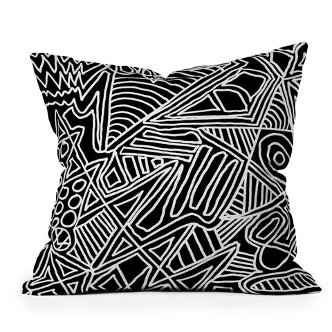 Fimbis Monochrome Chaos Throw Pillow