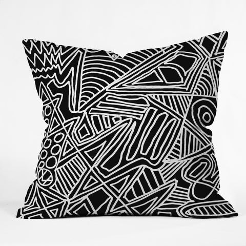Fimbis Monochrome Chaos Outdoor Throw Pillow