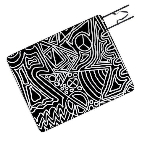 Fimbis Monochrome Chaos Picnic Blanket