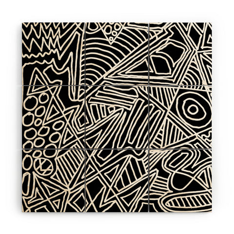 Fimbis Monochrome Chaos Wood Wall Mural