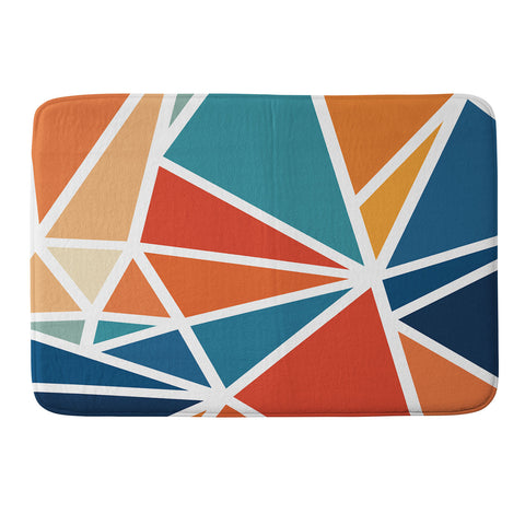 Fimbis Mosaic Blues Oranges Memory Foam Bath Mat