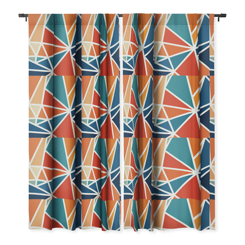 Fimbis Mosaic Blues Oranges Blackout Window Curtain