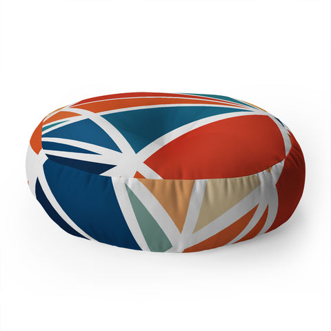 Fimbis Mosaic Blues Oranges Floor Pillow Round