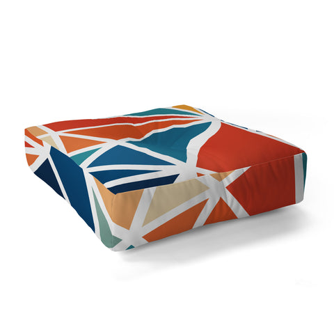 Fimbis Mosaic Blues Oranges Floor Pillow Square