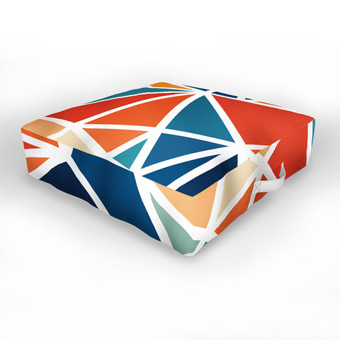 Fimbis Mosaic Blues Oranges Outdoor Floor Cushion