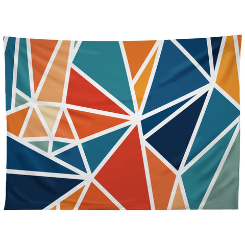 Fimbis Mosaic Blues Oranges Tapestry