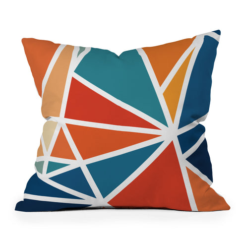 Fimbis Mosaic Blues Oranges Throw Pillow