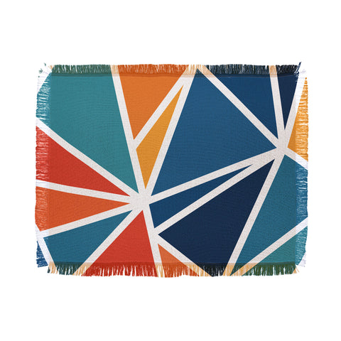 Fimbis Mosaic Blues Oranges Throw Blanket