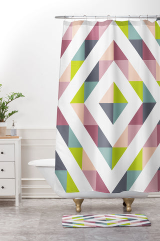 Fimbis Patchwork Spring Shower Curtain And Mat