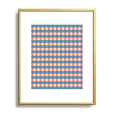 Fimbis Plaid Sun Metal Framed Art Print