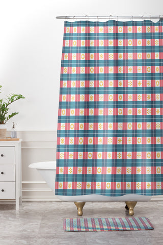 Fimbis Plaid Sun Shower Curtain And Mat