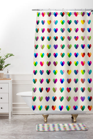 Fimbis Rainboheart Shower Curtain And Mat