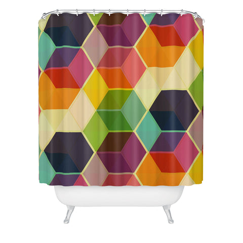 Fimbis Retro Hexagonzo Shower Curtain