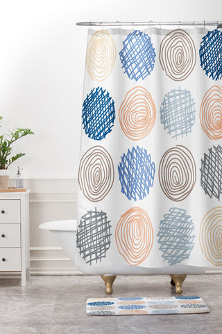 Fimbis Scribble Circles 1 Shower Curtain And Mat