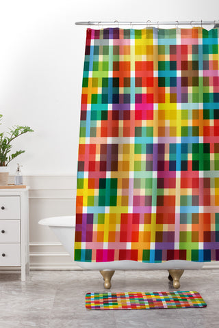 Fimbis Skware Shower Curtain And Mat