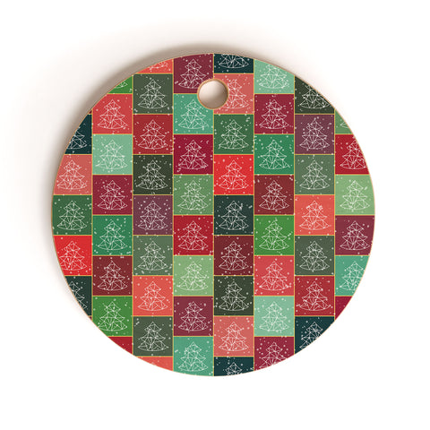 Fimbis Snowy Christmas Tree Pattern Cutting Board Round