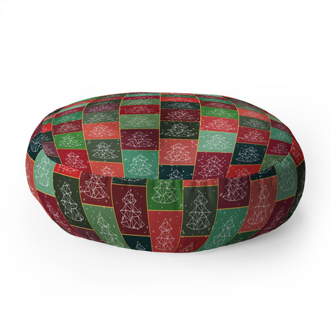 Fimbis Snowy Christmas Tree Pattern Floor Pillow Round