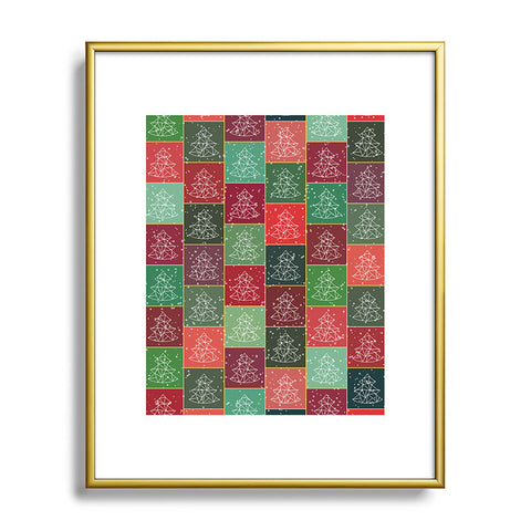 Fimbis Snowy Christmas Tree Pattern Metal Framed Art Print
