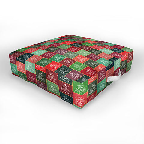 Fimbis Snowy Christmas Tree Pattern Outdoor Floor Cushion