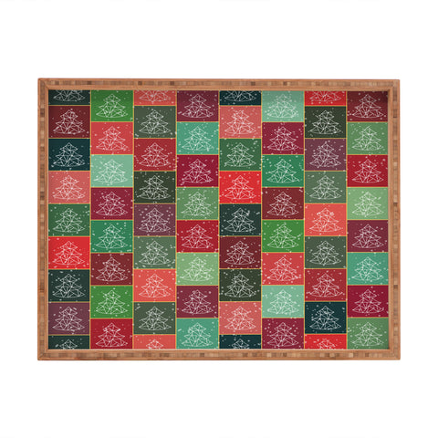 Fimbis Snowy Christmas Tree Pattern Rectangular Tray