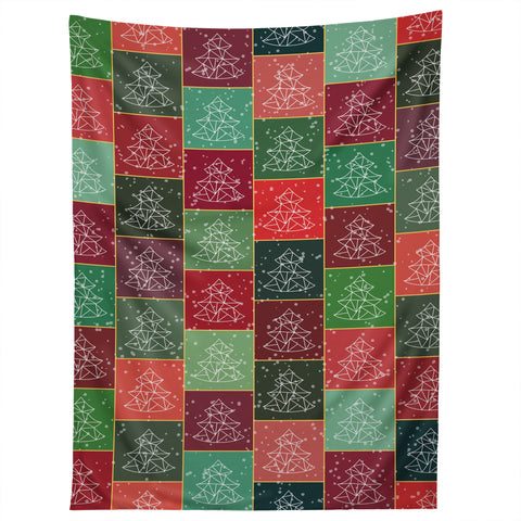 Fimbis Snowy Christmas Tree Pattern Tapestry