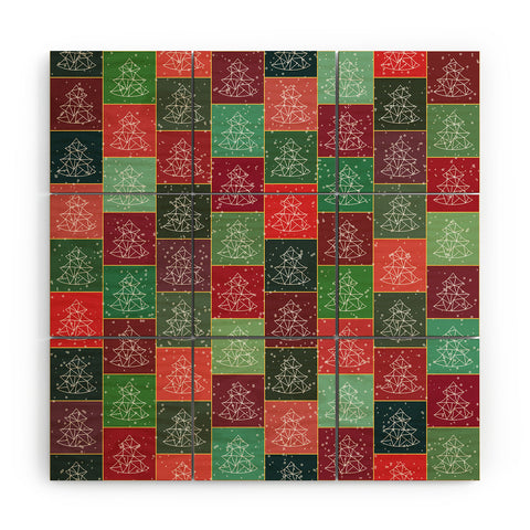 Fimbis Snowy Christmas Tree Pattern Wood Wall Mural