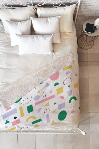 Fimbis Spring Geometric Shapes Fleece Throw Blanket
