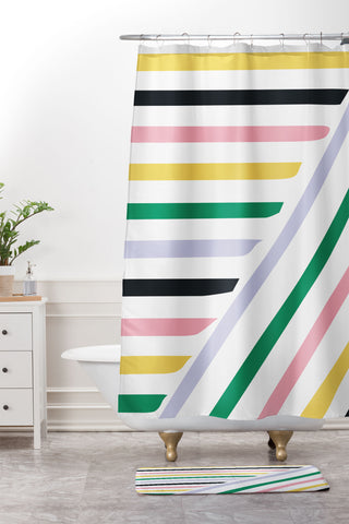 Fimbis Spring in Stripes Shower Curtain And Mat